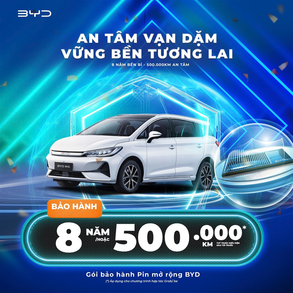 Gói bảo hành pin mở rộng 8 năm hoặc 500.000km của BYD